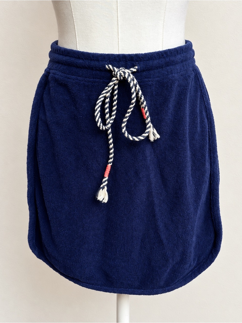 NWT Sundry Navy Terry Cloth Mini Skirt XS Drawstring Made in USA
